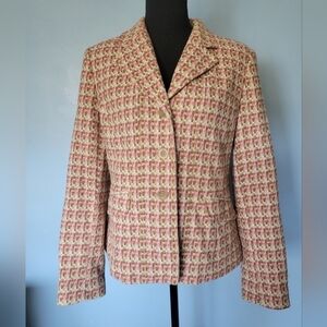 Talbots Wool Tweed Blazer Italian Fabric Size 8 Pink